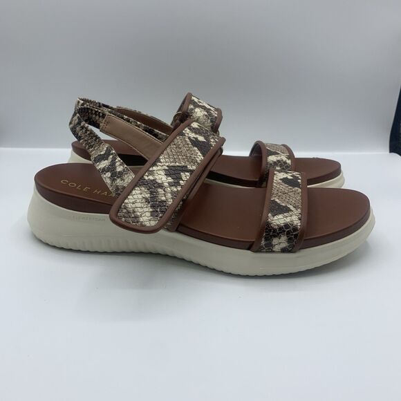 Cole Haan Merritt Womens Zerogrand Double Band Sandal Brown Snake Sz 8 B - Picture 4 of 8